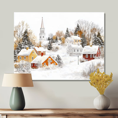 «Snowy Winter Village In Canada II - Winter Landscape», reproduction d'art mural