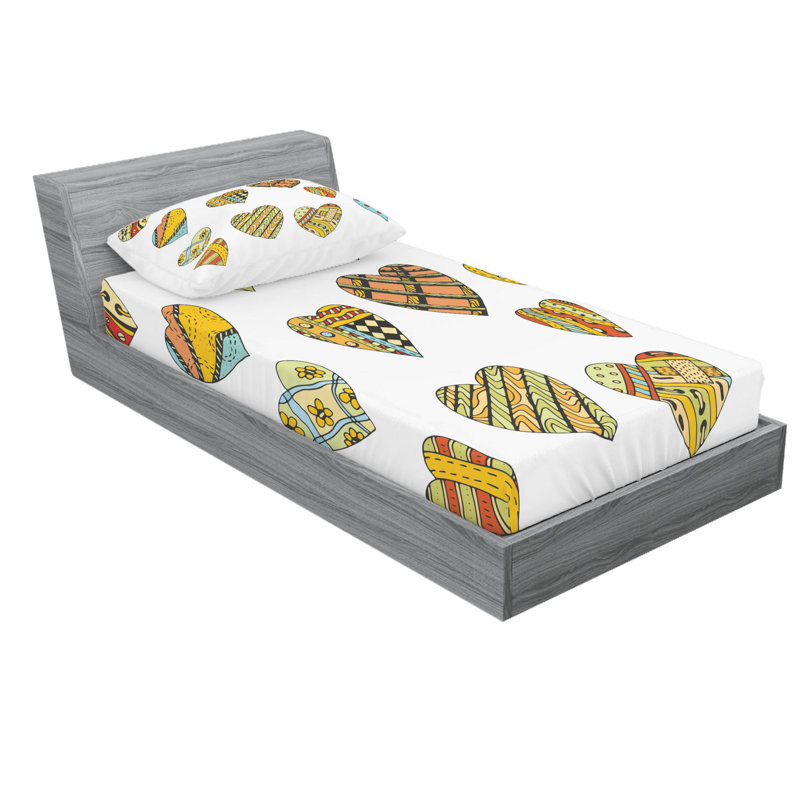 Microfiber Geometric Sheet Set, Twin XL Sheet Set with Fitted Sheet