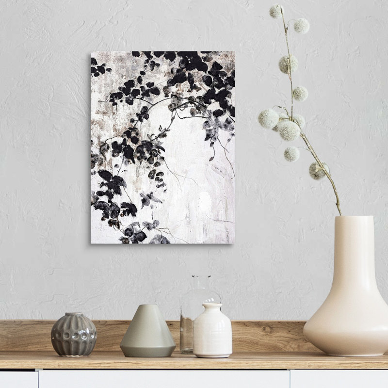 Feuilles noires - reproduction d'art, Toile tendue, H 16 po x l 12 po x P 1,25 po