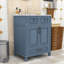 Meuble-lavabo durable avec rangement - cadre en bois, portes à fermeture en douceur-1610602078