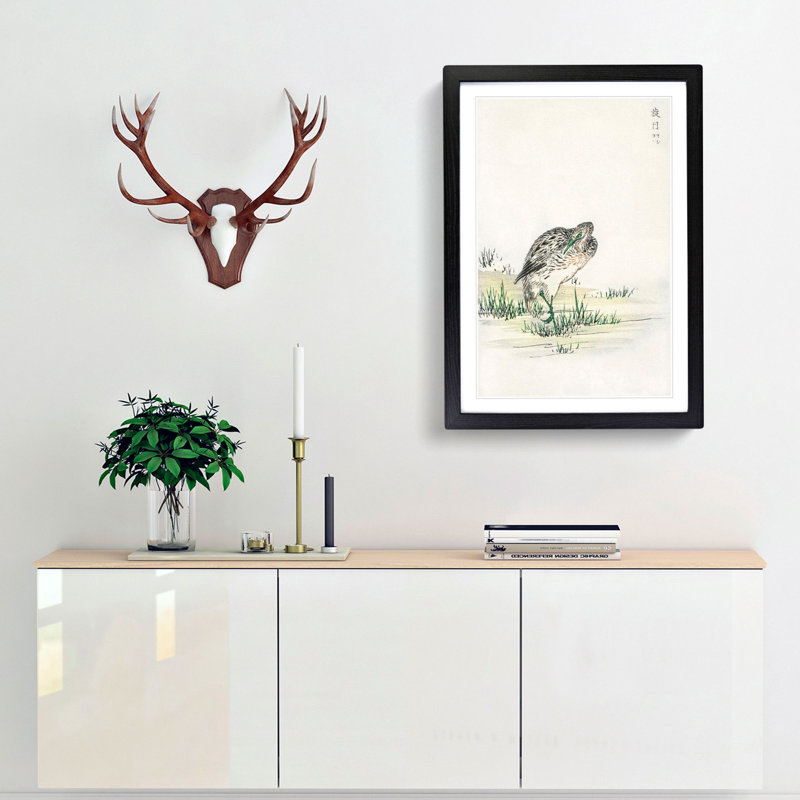 Chinese Little Bittern Bird by Numata Kashu - Picture Frame Painting Print, 36cm H x 27cm W x 2cm D, Black Framed
