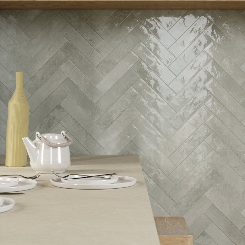 Miniature Soda 2.5" x 9.5" Zellige Porcelain Italian Tiles, Light Gray Moon