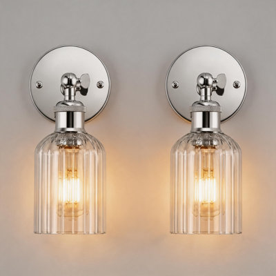 Appliques à bras avec abat-jour cylindrique en verre