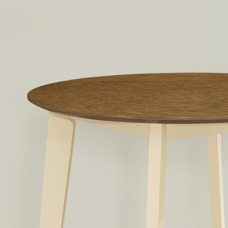 Table de salle à manger, ronde, petite, cuisine, salle à manger, placage, pieds en bois, transitionnel, Oak/Cream