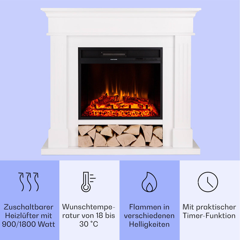Klarstein 109cm W Electric Fireplace, White