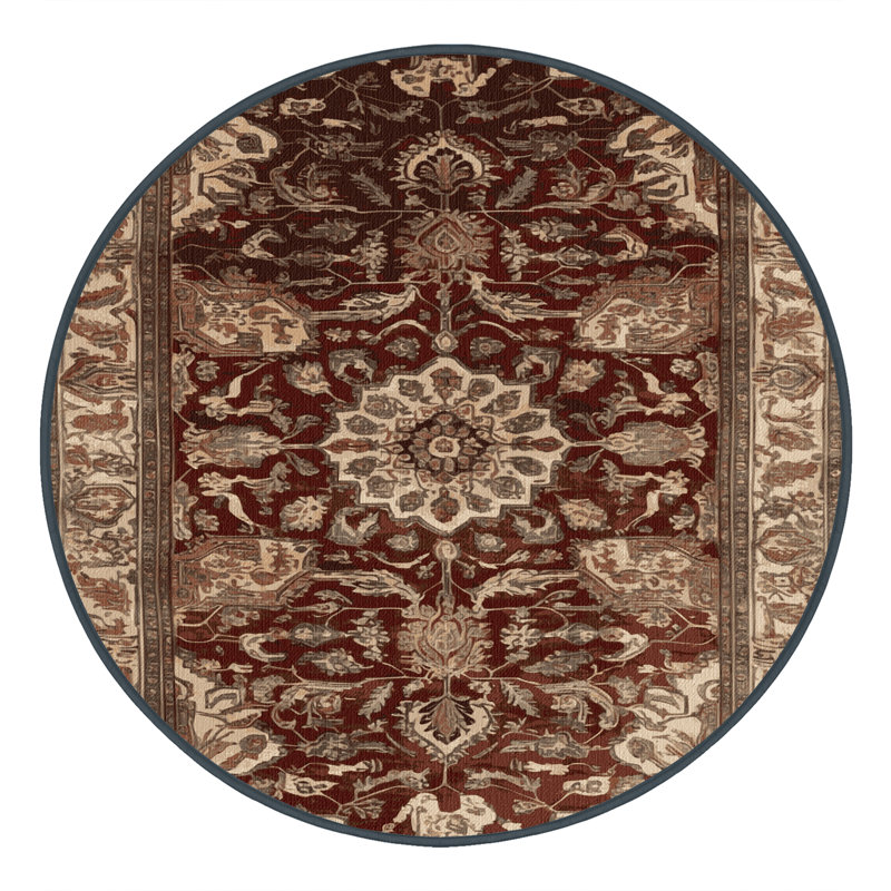 Tapis brun lavable à la machine, Rond 6 pi