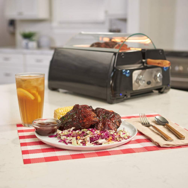 Kitchen Chef Indoor Smokeless Rotisserie Grill, Red