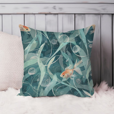 Beach and Coastal Goldfish Pattern VIII Nautical Throw Pillow Cover