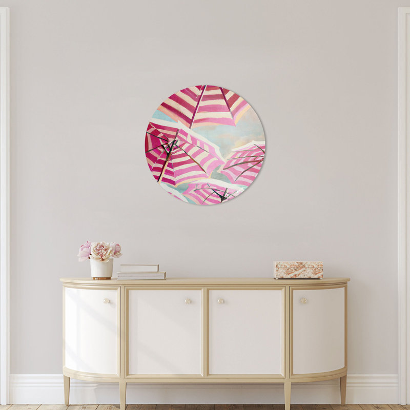 Playa Parasols Round Acrylic Art by Oliver Gal, 24" H x 24" W