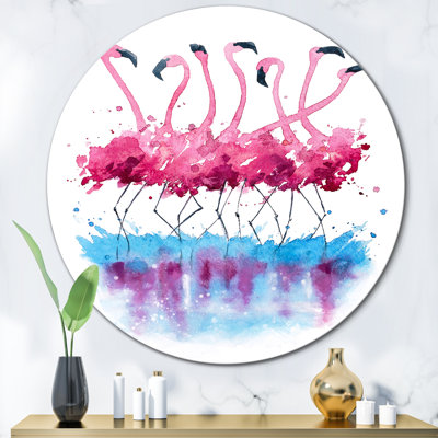 " Pink Flamingos On Blue Water "