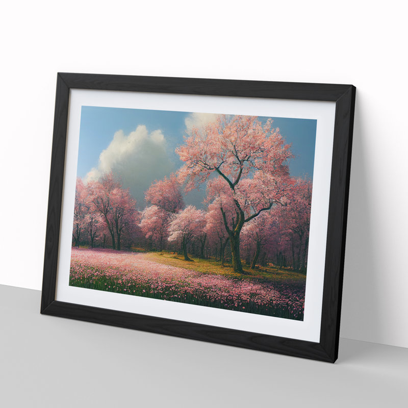 A Vivid Spring Forest - Single Picture Frame Print, Black Framed, 46cm H x 64cm W x 2cm D