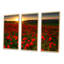 Coucher de soleil sur un jardin avec coquelicots rouges - ensemble de 3 toiles encadrées florales-300249918-300249914
