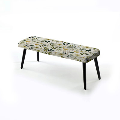 Boho Upholstered Black Bench
