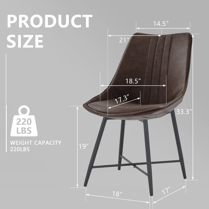 Chaise en cuir Grabill, Brun