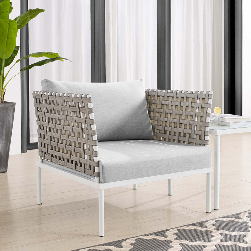 Fauteuil de terrasse en aluminium Harmony Sunbrella, gris, Brun clair
