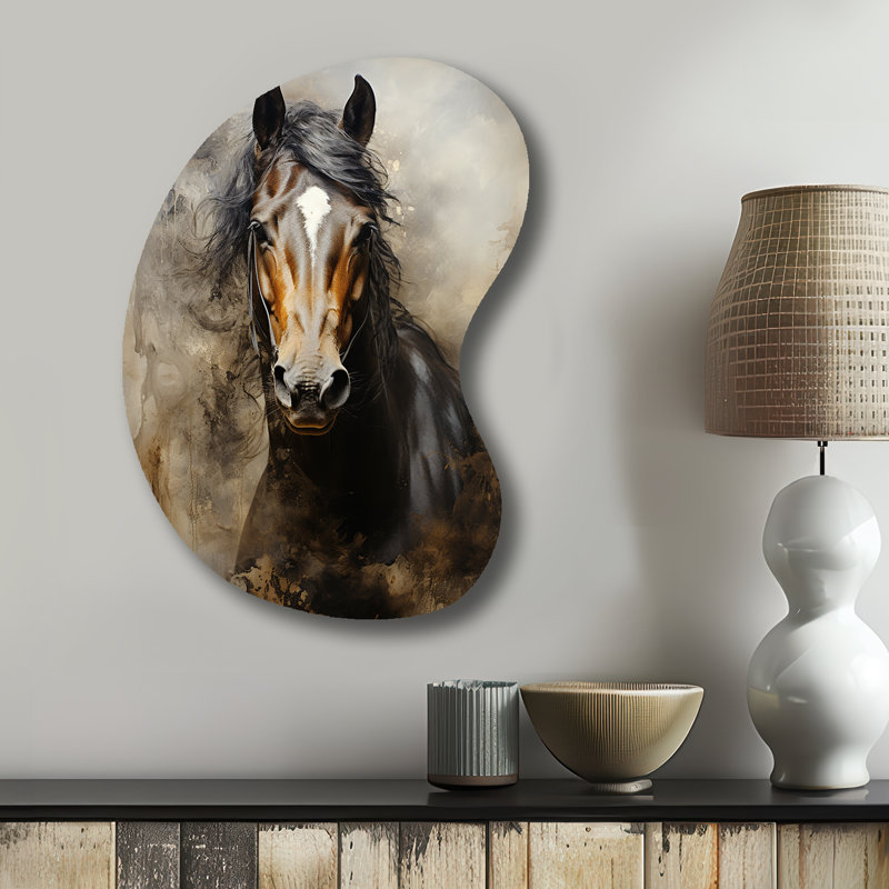 «White Horse Équestre Duality I», reproduction d'art asymétrique en métal, H 31 po x l 22 po