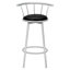 Tabouret de bar, ensemble de 2, pivotant, hauteur de bar, métal gris, aspect cuir noir, contemporain, moderne