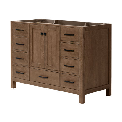 Panchuri 48'' Solid Wood Single Bathroom Vanity in Brown Oak, Base Cabinet without Top