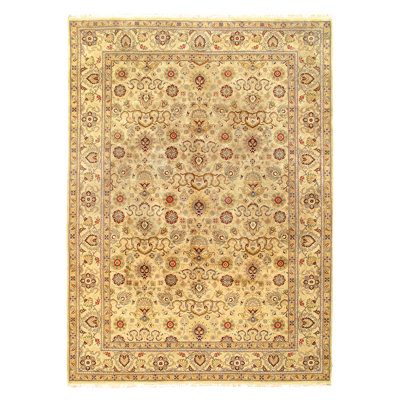 Tapis unique noué à la main brun / beige 10 pi x 14 pi Agra