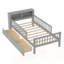 Lit simple avec rangement pour tête de lit, tiroirs sous le lit et garde-corps à trois côtés pour plus de sécurité-2132850781