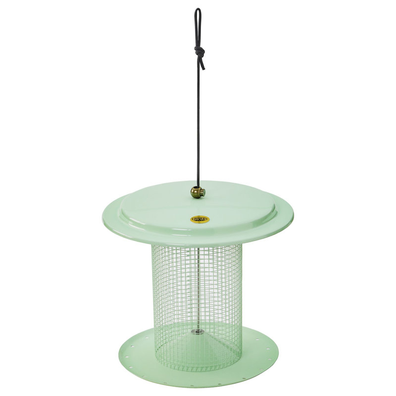 Sage Green Metal Hanging Tube Bird Feeder, 9.5 Inches