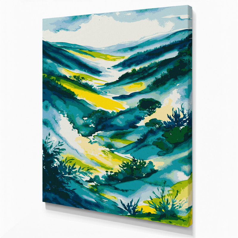 «Watercolor Landscape 54», art mural sur toile brune, H 11 po x l 14 po