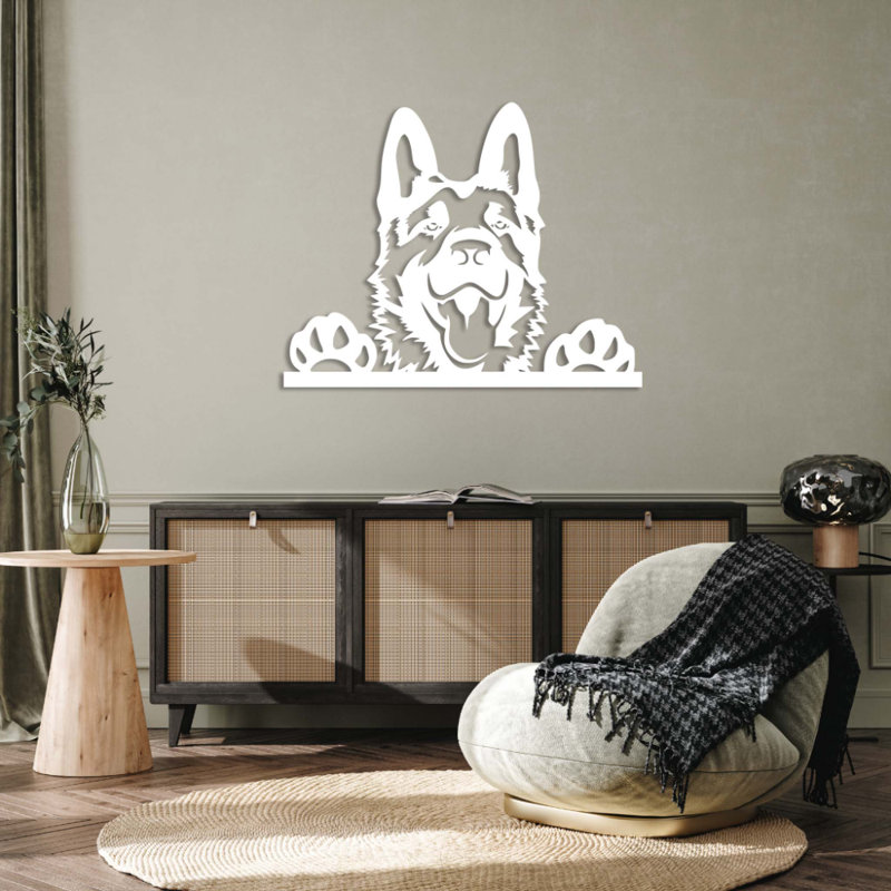 German Shepherd Metal Wall Art - Dog Silhouette Wall Decor - Loyal Guard Dog Design Sculpture - Pet Lover Home Wall Hanging - Modern Industrial Metal Art - Indoor Outdoor Decoration - Strong Statement Art Piece