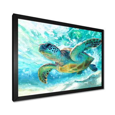 Tortue nageant dans les profondeurs - Tortue, art mural