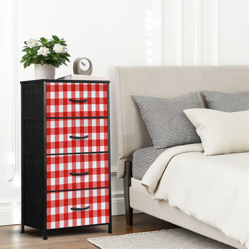 4 Drawer Dresser for Bedroom, Narrow Chest of Drawers, Wooden Top and Study Iron Frame 18"x37.5"-(WxH)