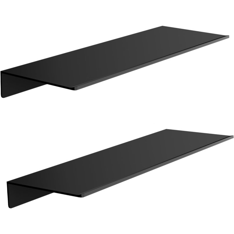 Primetto 2 Piece Floating Shelf, Black, 12.5cm H x 40cm W x 2cm D