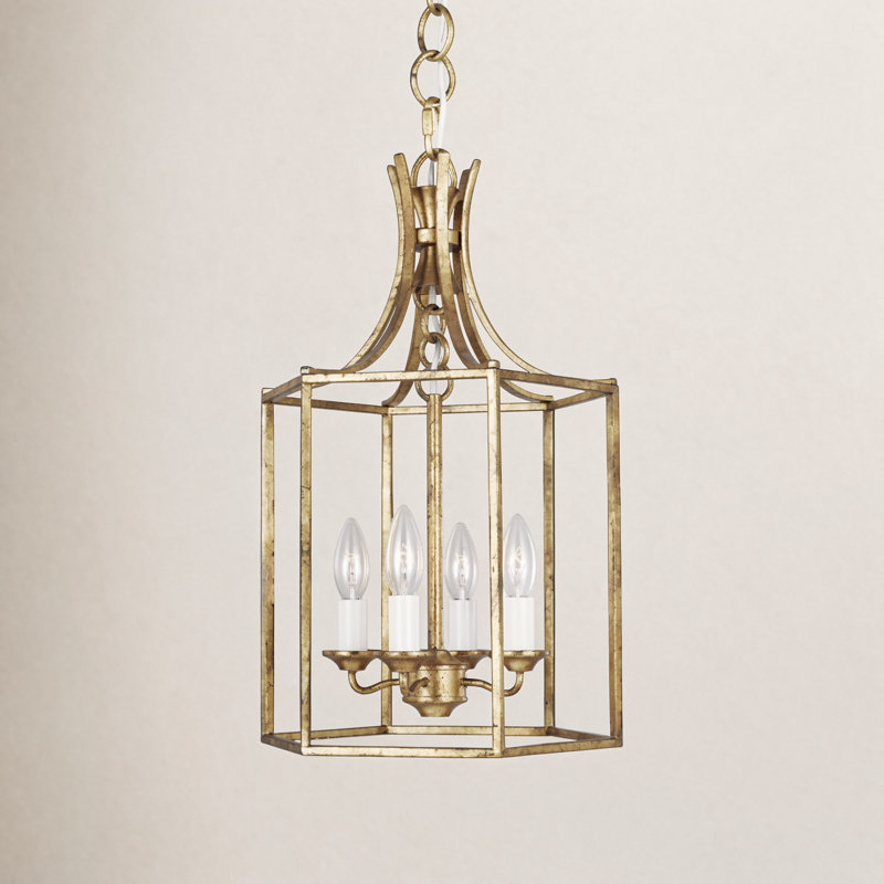 Suttons 4-Light Chandelier, 24.88" H x 12.5" W x 12.5" D, Antique Gold
