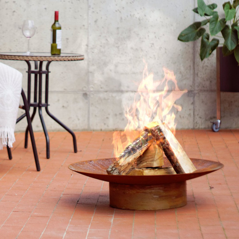 Sala Round Stainless Steel Wood Burning Fire Pit, 22cm H x 80cm W x 80cm D
