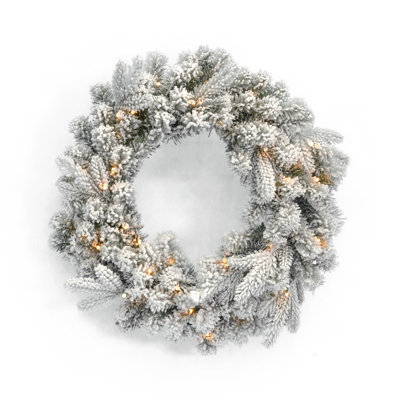 Couronne de pin verte illuminée 24 po Estes Estes