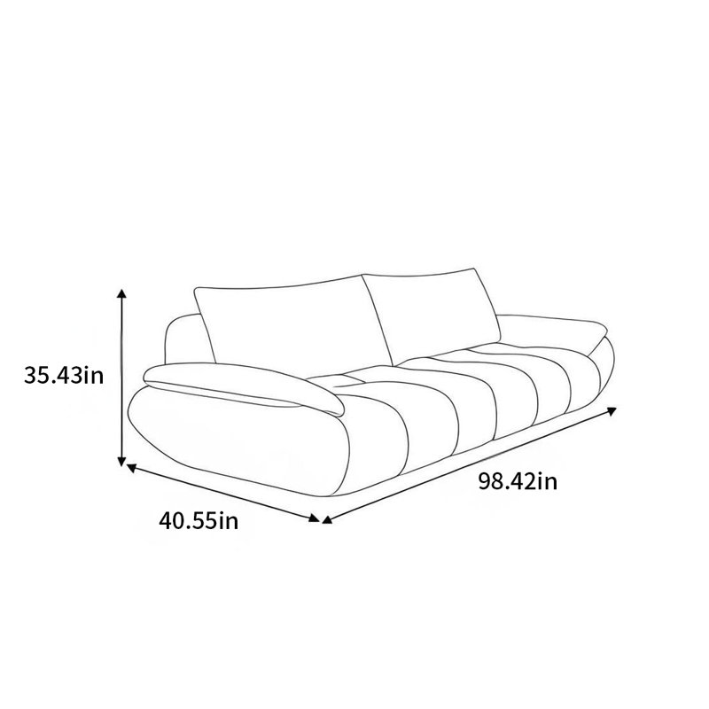Canapé voilier droit en tissu crème, H 35,43 po x l 98,42 po x P 40,55 po, 3