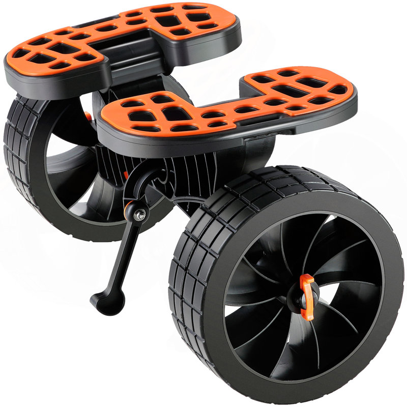 Chariot de kayak robuste, capacité de charge de 320 lb, chariot de canot amovible avec pneus solides de 10 po, supports réglables et pied de support antidérapant