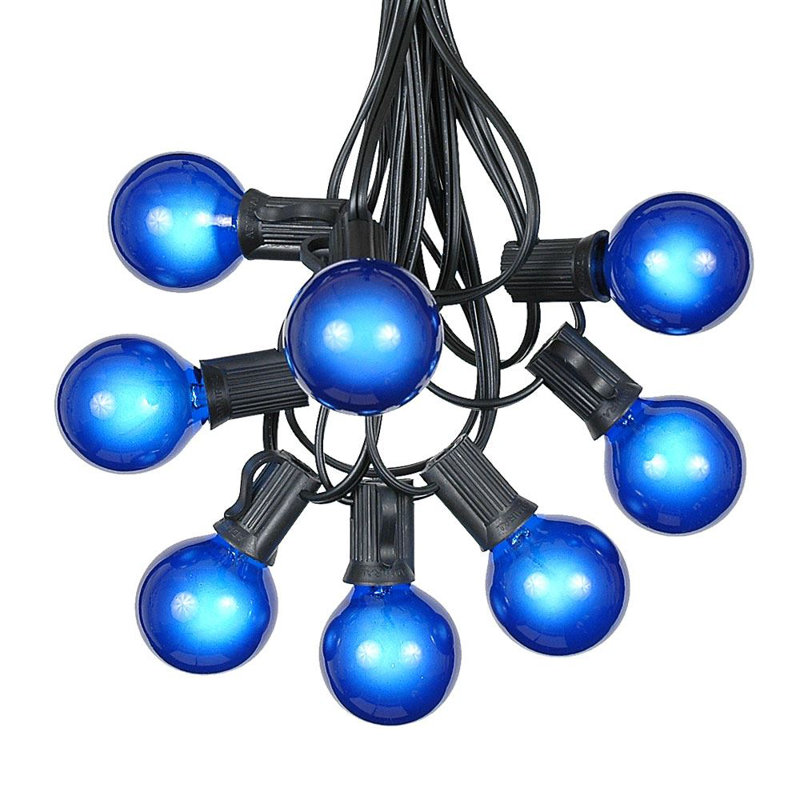 Patio Outdoor 25 - Bulb 25'' Plug-in Globe String Light, Frosted White, Black