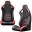 2 pièces Sièges de course universels à surpiqûres rouges en cuir PVC rouge avec dossier inclinable en carbone et glissière ajustable (sans support de siège) 1 boîte de 2 pièces-125784074