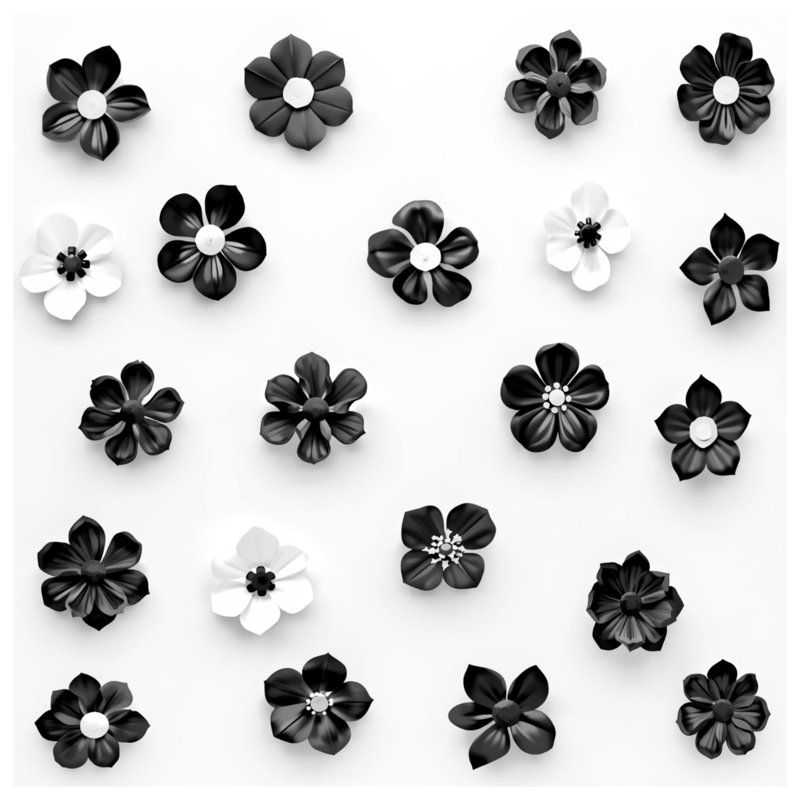 Black White Flowers Quilted Bedspread All Sizes, Queen