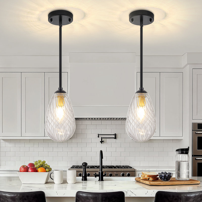Luminaire suspendu moderne en verre 1 lumière, luminaire suspendu réglable pour îlot de cuisine, salle à manger et entrée