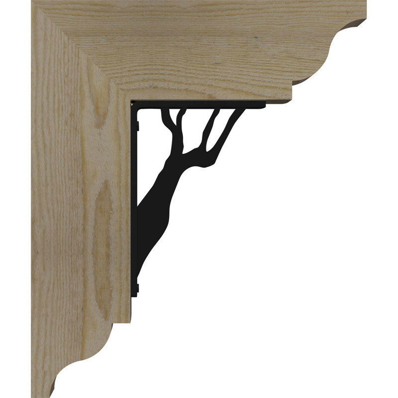 Support triple en acier Damon, H 12 po x P 9 1/2 po, Sapin de Douglas de l 3 1/2 po x T 2 po (lisse)
