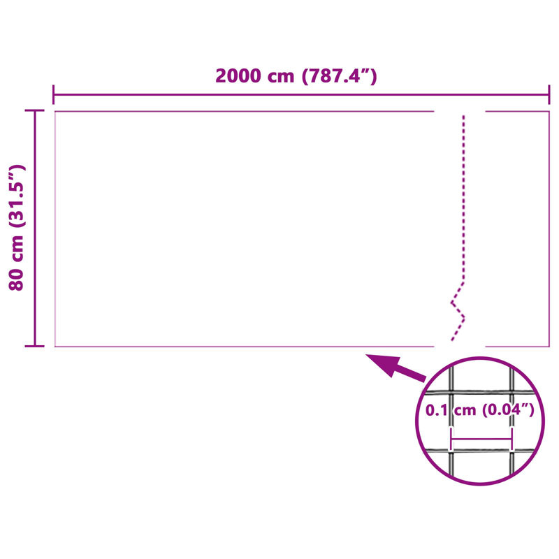 White Plastic Border Fencing, 80 cm x 2000 cm