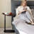 Amarian C-Shaped Side Table with Adjustable Height and Rotatable Table Top, Walnut