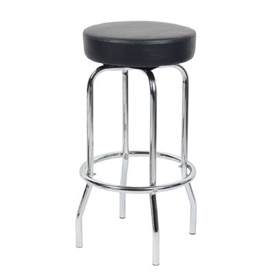 Multi Functional Stool With Chrome Legs And Black Molded Foam Seat