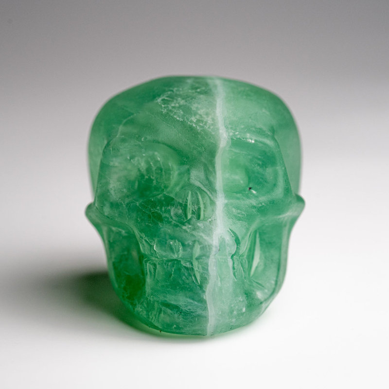 Polished Green Fluorite Skull Carving (168.6 Grams)