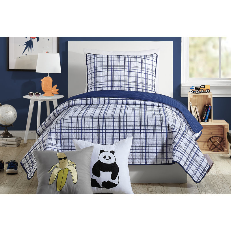 Ensemble de courtepointe réversible en microfibre Marquis, Courtepointe pour lit simple + 1 taie décorative 