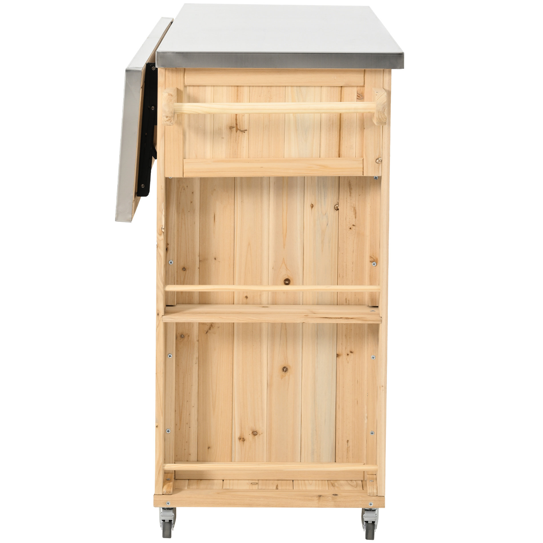 Movable Work Top SuedeSerenade Outdoor Kitchen Worktop - Fir Wood & Stainless Steel ...