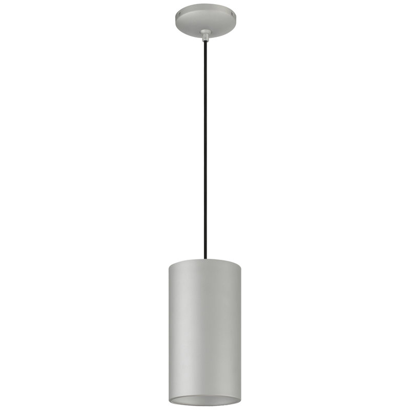 Luminaire suspendu cylindrique simple à 1 lumière Courter, Satin, H 10,5 po x l 6 po x P 6 po, Incandescente (incluse)