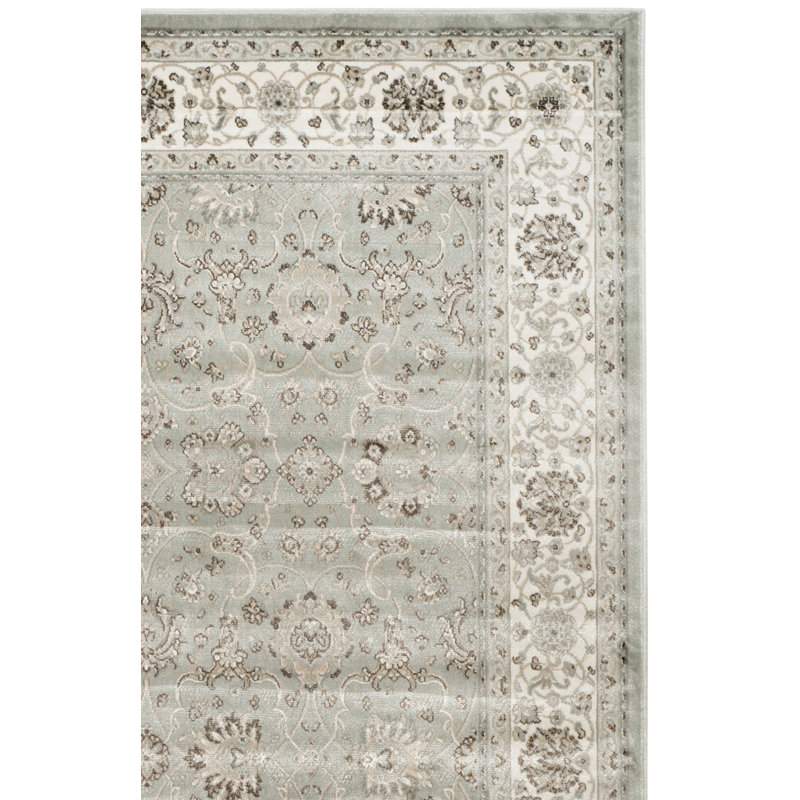 Setser Garden Viscose Oriental Rug in Silver/Cream, Rectangle 4' x 5'3"