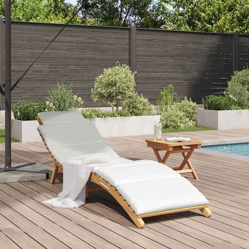 Chaise longue de jardin avec coussin vidaXL brun 77,95 po x 21,65 po x 23,03 po, Blanc, crème