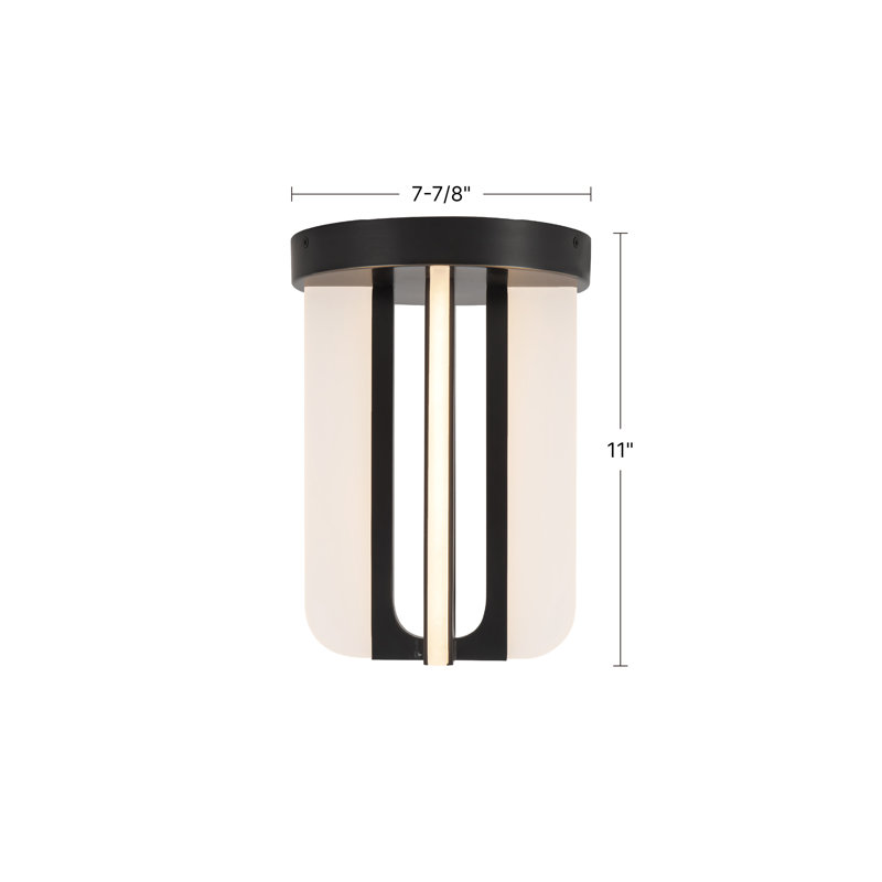 Anders 8-in Black dimmable LED Semi-Flush Mount, Antique Brass